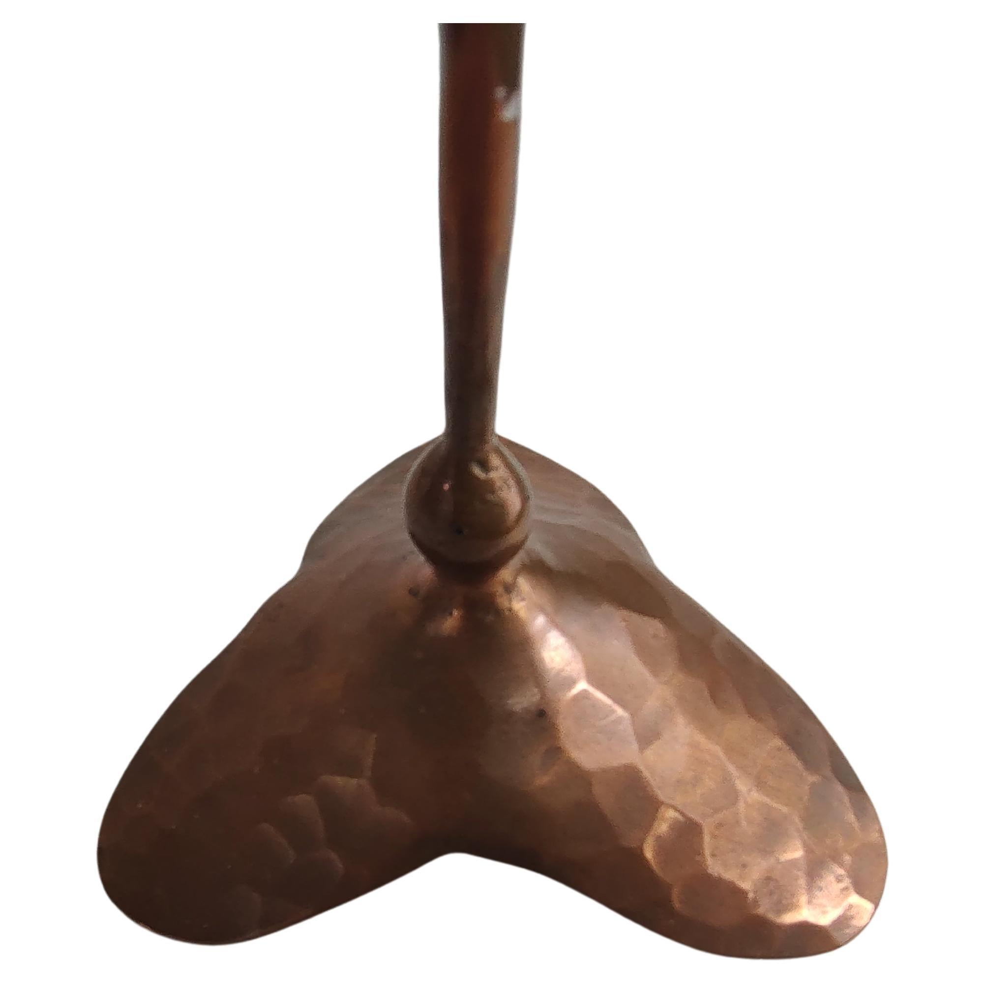 American Hand Hammered Arts & Crafts Style Copper Candlesticks Hessel Studios California For Sale
