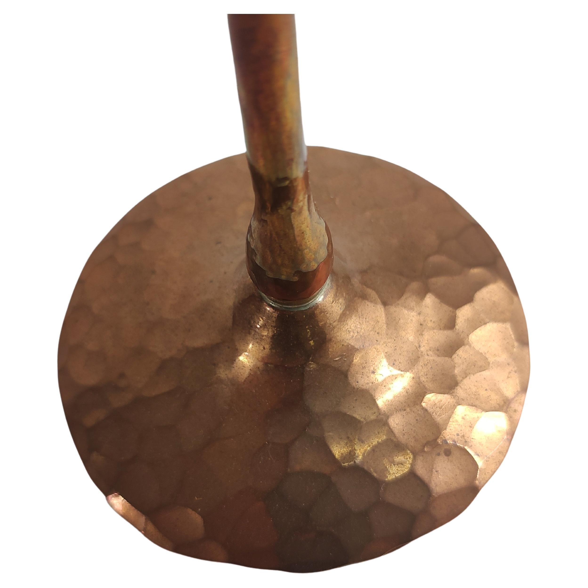 Contemporary Hand Hammered Arts & Crafts Style Copper Candlesticks Hessel Studios California For Sale