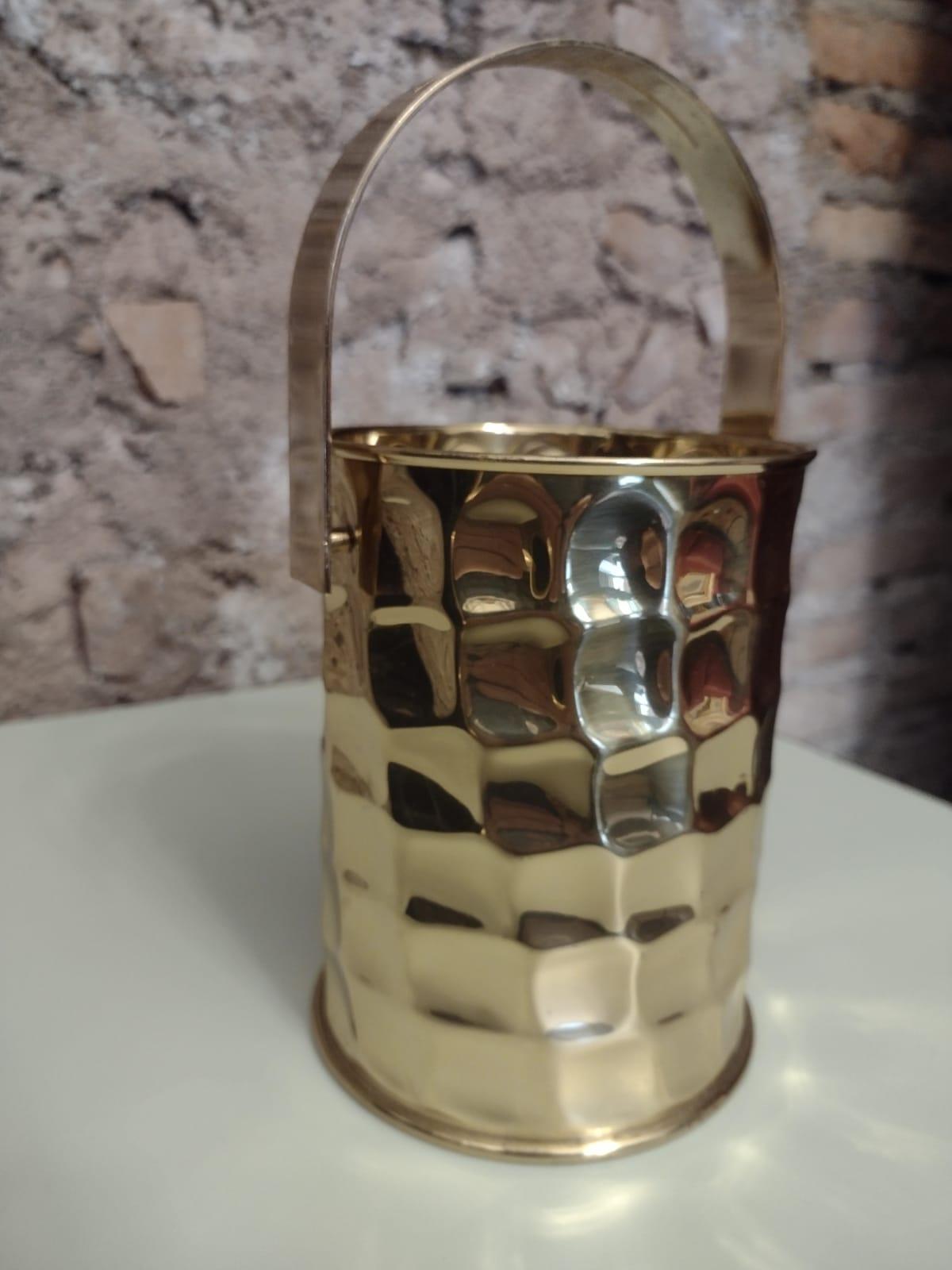 Italian Hand-Hammered Brass Ice Bucket, Italy, 1960s For Sale