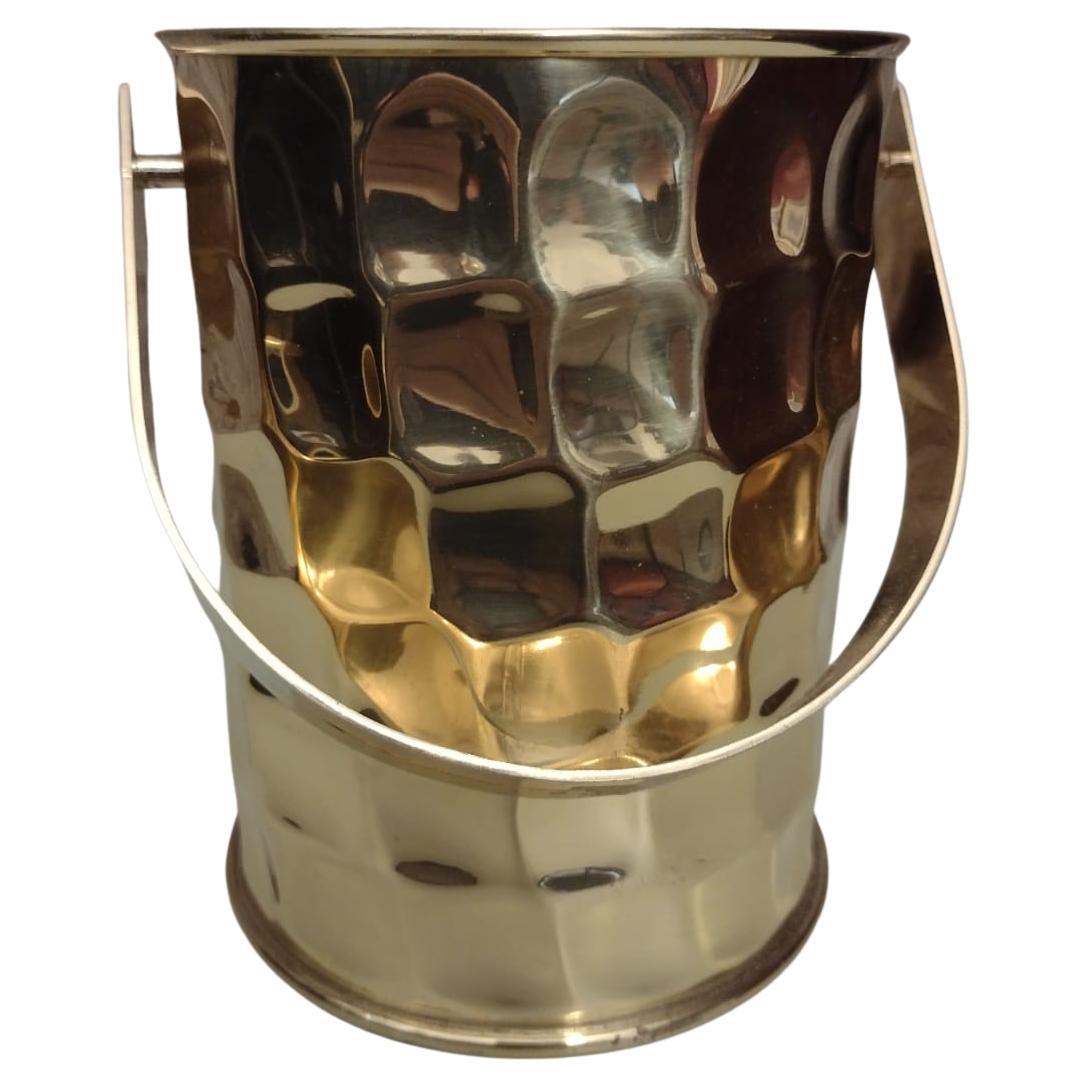 Hand-Hammered Brass Ice Bucket, Italy, 1960s