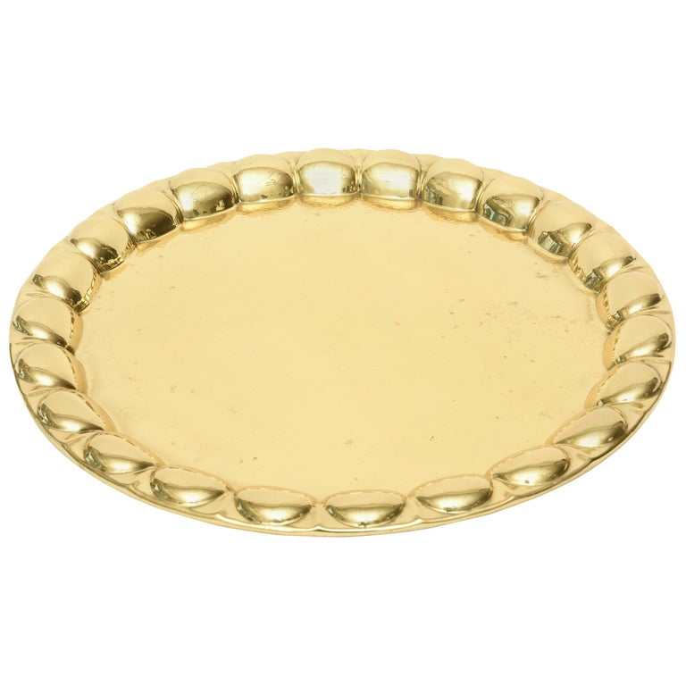 HandHammered Brass Monumental Serving Tray Barware For Sale at 1stdibs