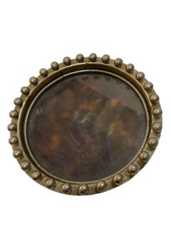 Hand Hammered Brass Ring Tray Dish with Tortoise Shell Interior