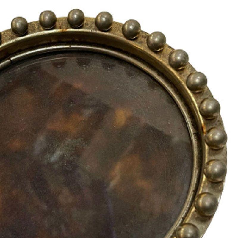 American Hand Hammered Brass Ring Tray Dish with Tortoise Shell Interior For Sale