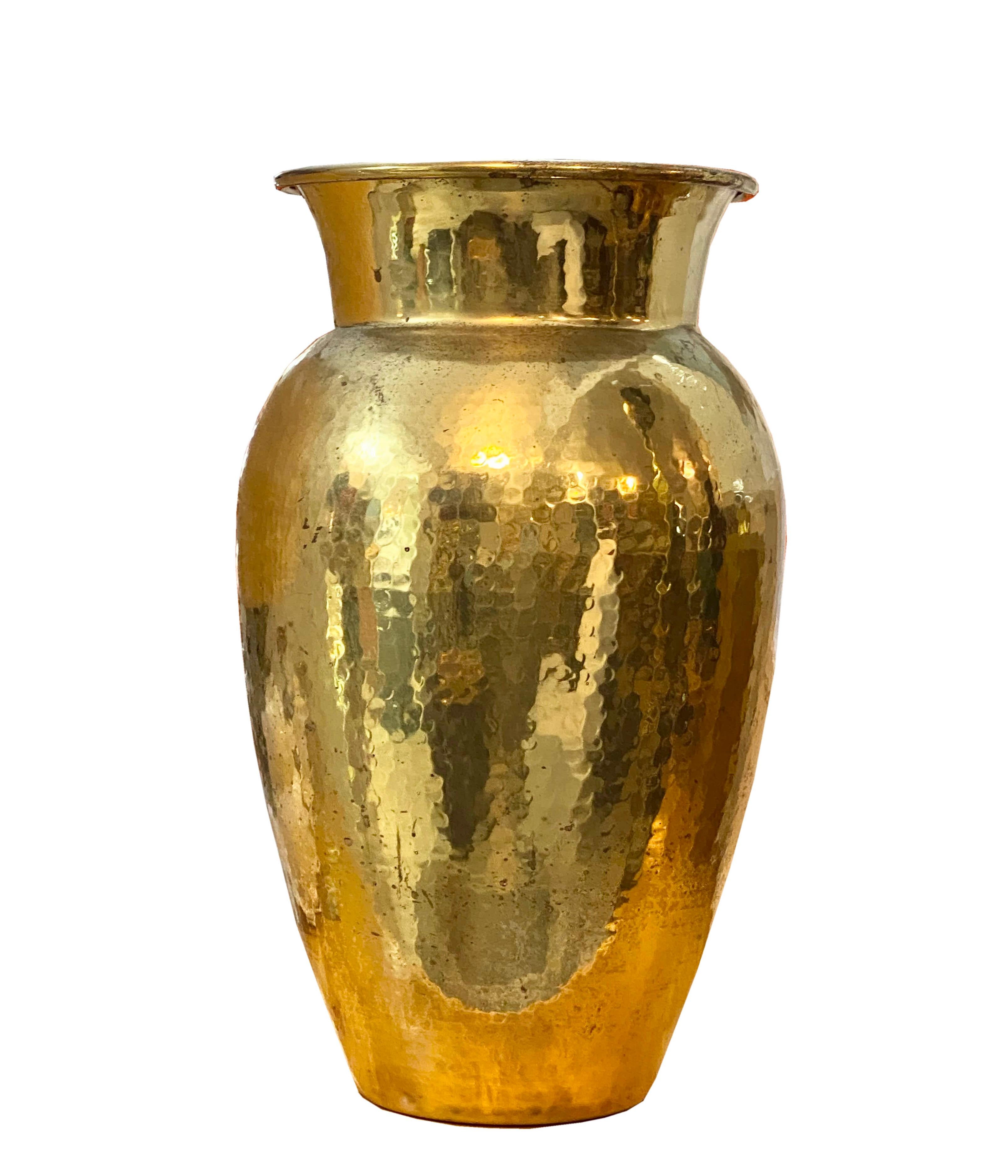 Mid-Century Modern Hand-Hammered Brass Umbrella Stand, Italy 1960s For Sale