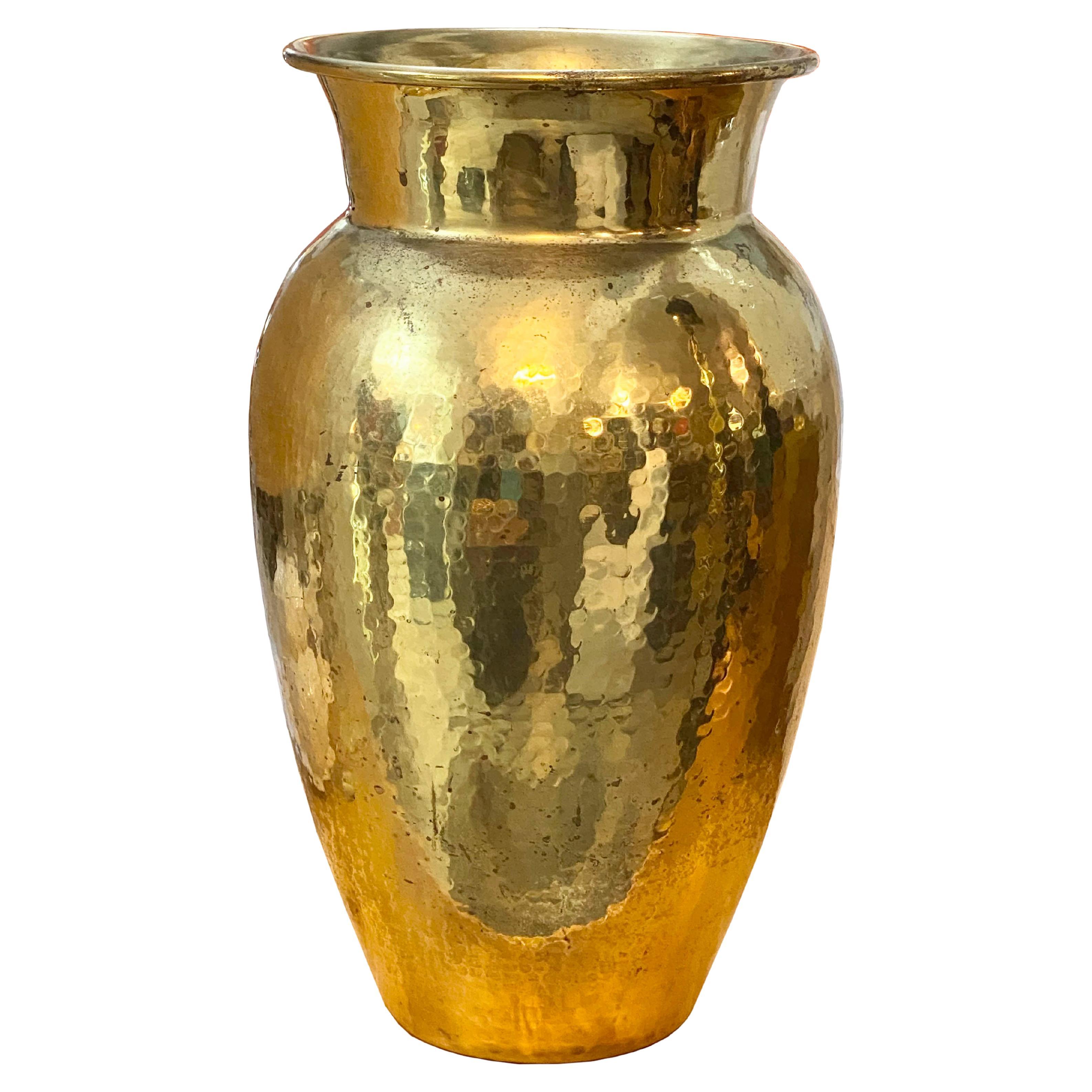 Hand-Hammered Brass Umbrella Stand, Italy 1960s For Sale