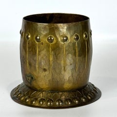 Hand Hammered Brass Vase or Jar with Rich Patina, Jugendstil, Early 20th Century