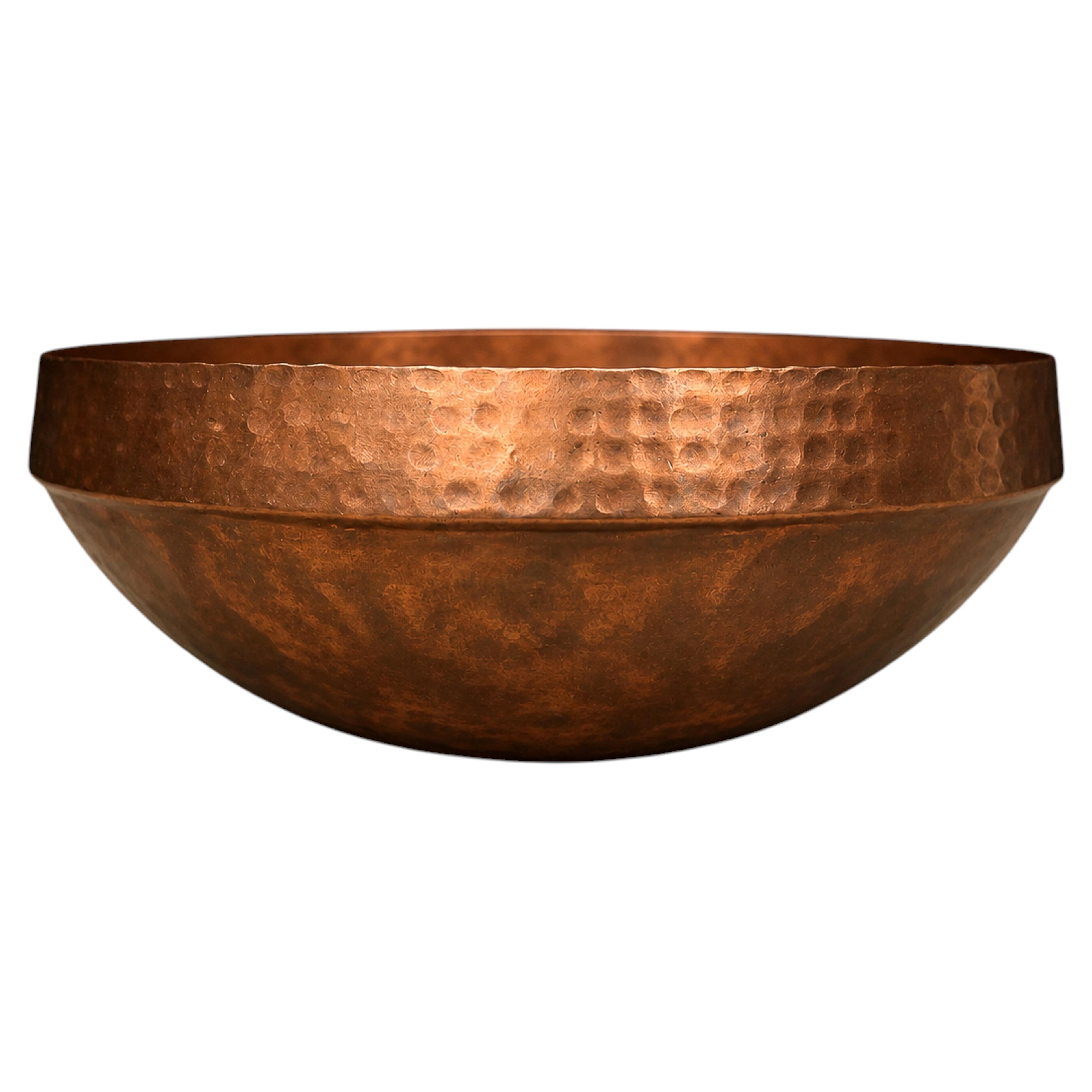 Hand-Hammered Copper Bowl by Taller Maya, 16-Inch Yucatán Craft