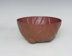 Hand Hammered Copper Bowl with Pine Cone Embellishment Signed Ramon Ramirez