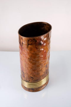 Hand Hammered Copper & Brass Umbrella Stand, Italy