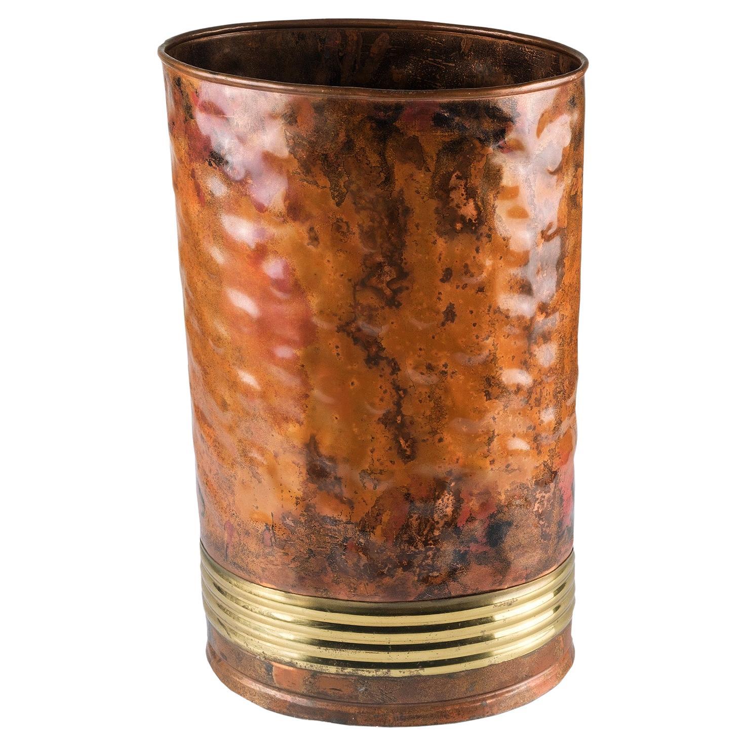 Hammered Brass Italian Umbrella Stand For Sale at 1stDibs