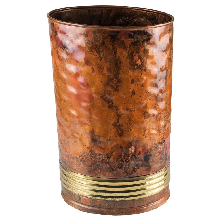 Hand Hammered Copper and Brass Umbrella Stand, Italy For Sale at 1stDibs
