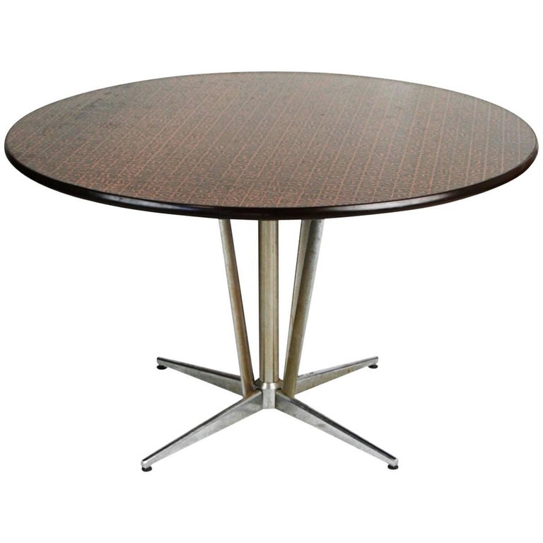 Brutalist Hand Hammered Copper Top Circular Dining Table Circa 1960 At 1stdibs Brutalist Hand Hammered Copper Top, Round Copper Table Set