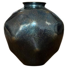 Vaso in rame martellato a mano di Gyokusendō con documentazione originale
