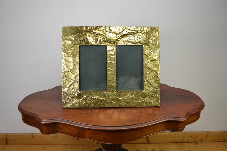 Hand-Hammered Embossed Copper Double Picture Frame with Bird and ...