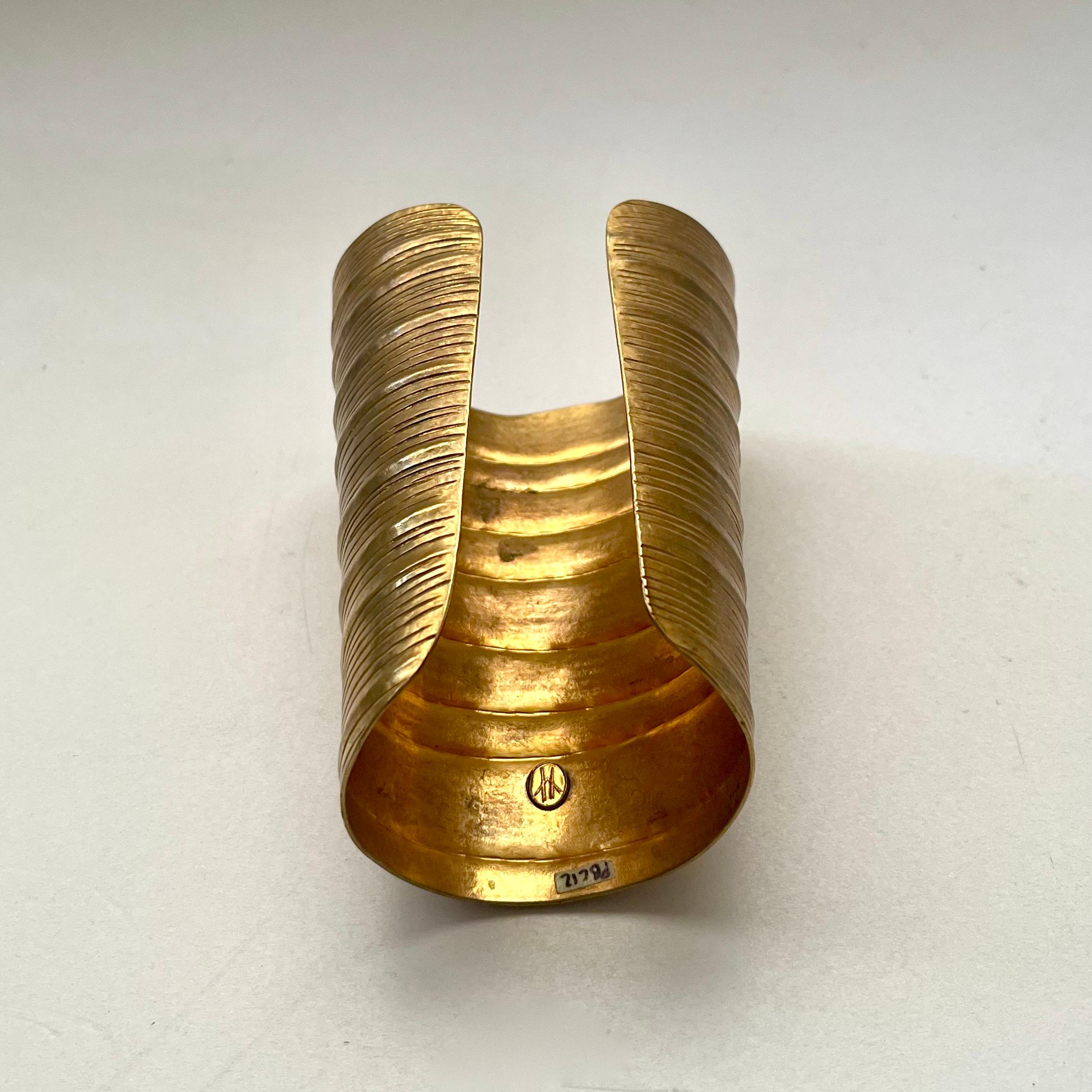 Hand-Hammered Gilt Brass Cuff by Hervé Van Der Straeten, 1990s 2