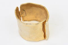 Hand Hammered Gold Plated Hinged Cuff Bracelet