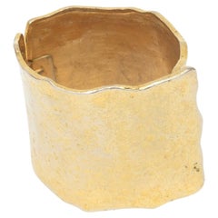 Hand Hammered Gold Plated Hinged Cuff Bracelet