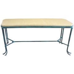 Vintage Hammered Iron Console with Crackled Wood Top