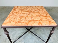 Hand Hammered & Marble Hollywood Regency Maison Baguès Style Occasional Table