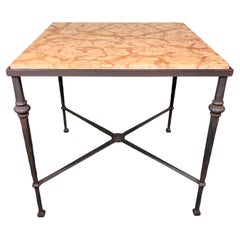 Hand Hammered & Marble Hollywood Regency Maison Baguès Style Occasional Table