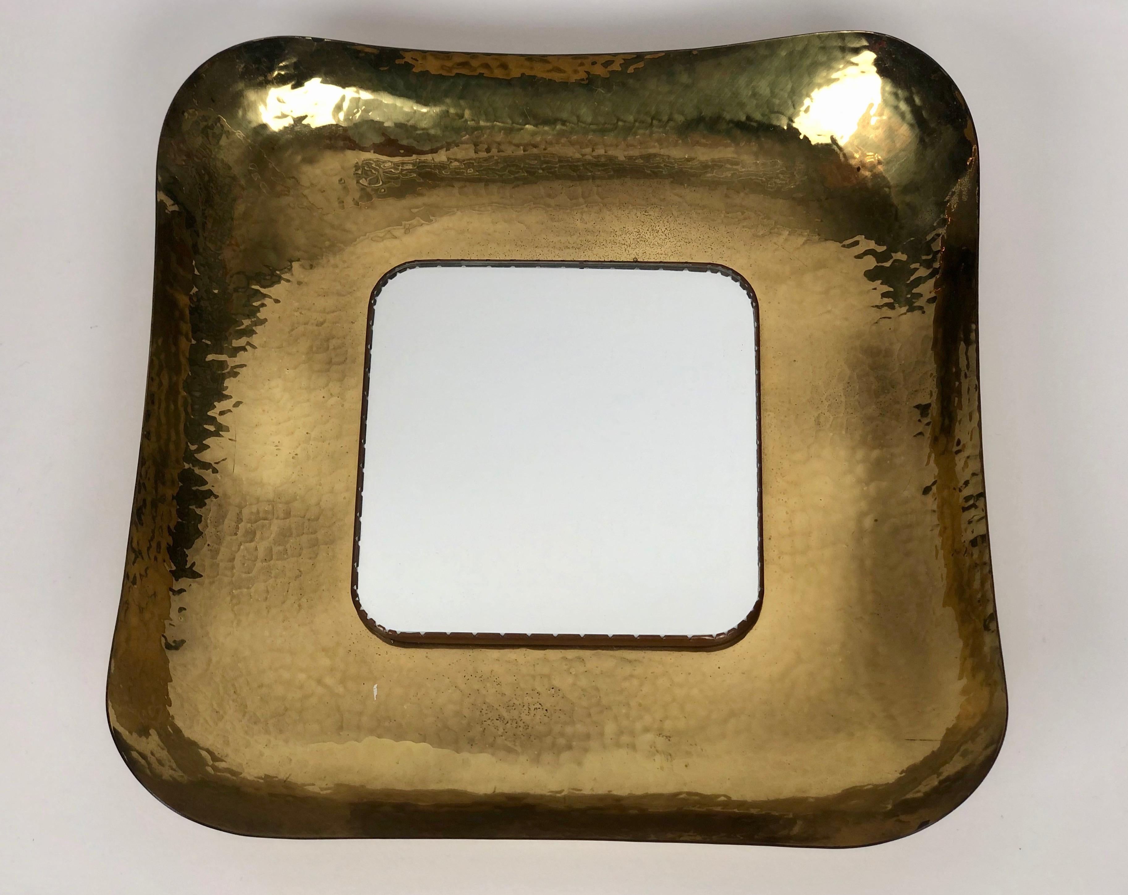 Hand Hammered Mid-century Brass Mirror, Austria 1950's For Sale 6