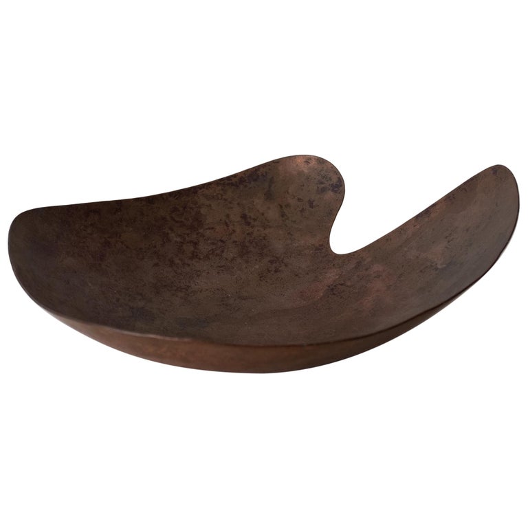Hand Hammered Modernist Freeform Catch All Bowl For Sale at 1stDibs