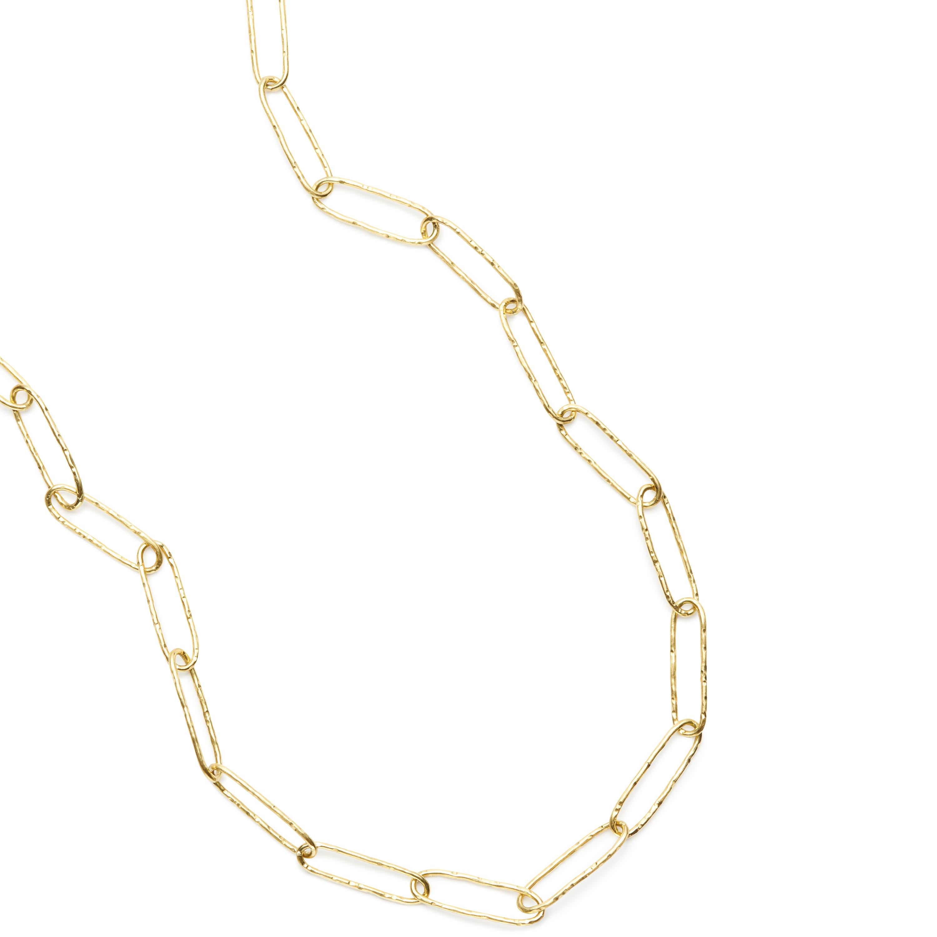 Susan Lister Locke Hand-Hammered Paper Clip Link Necklace in 18 Karat Gold In New Condition In Nantucket, MA