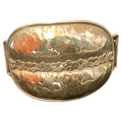 Hand Hammered Polished Brass Woman's Belt Buckle 1970's Boho Style