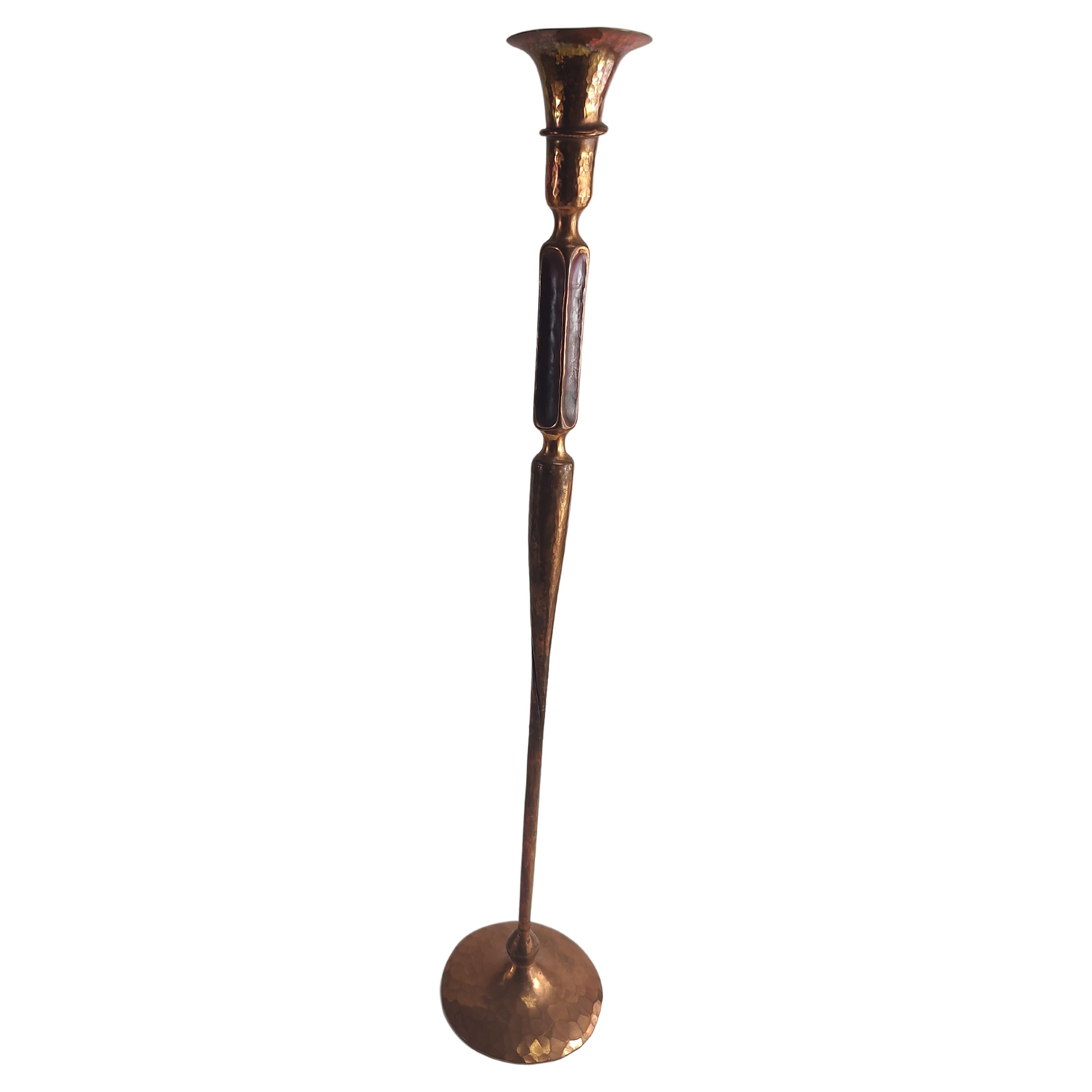 Hand-Crafted Hand Hammered & Polished Copper Candlesticks by Hessel Studios California For Sale