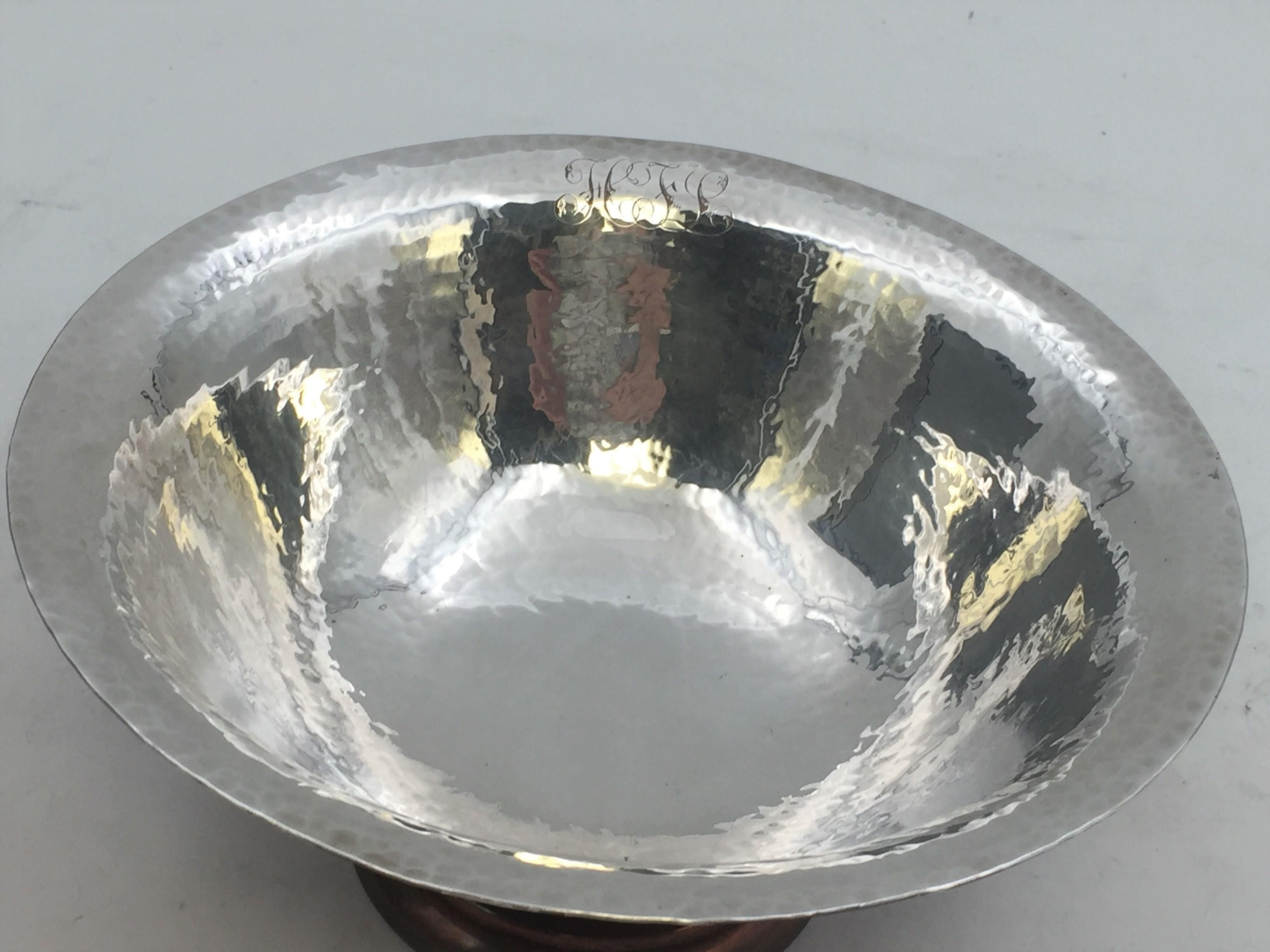 Hand Hammered Sterling Silver and Copper Centerpiece Bowl by Gebelien In Good Condition For Sale In New York, NY