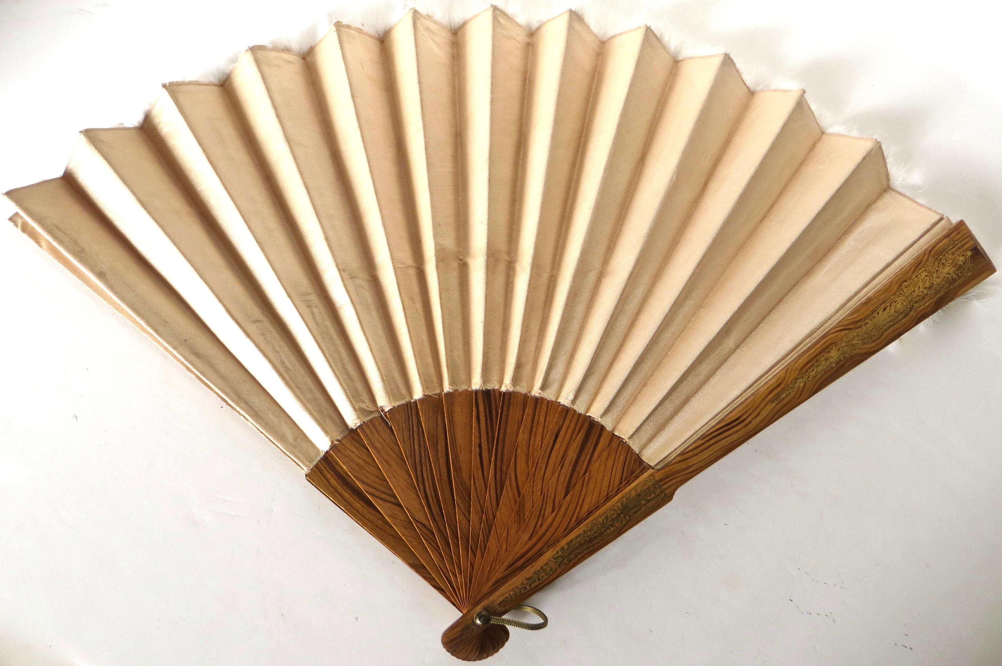 Victorian Hand Held 19th Century Fan, Floral and Feathers For Sale