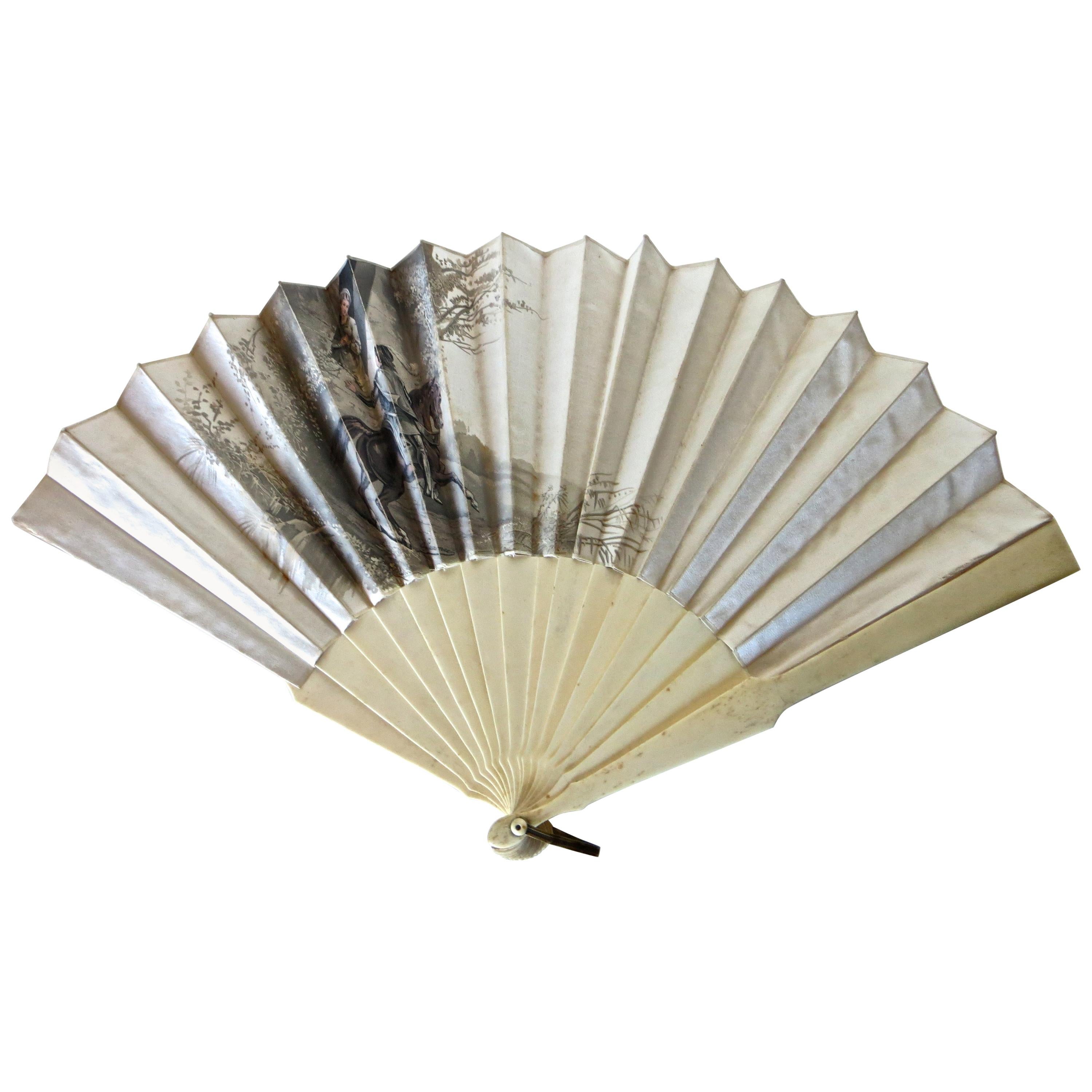 Hand Held 19th Century Fan. Signed "Aug Lauronce", French, circa 1885