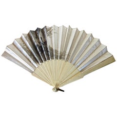 Antique Hand Held 19th Century Fan. Signed "Aug Lauronce", French, circa 1885