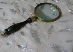 Hand Held Magnifying Glass with a Turned Wooden Handle