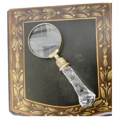 Used Hand Held Magnifying Glass with Faceted Glass Handle 