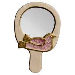Hand held Mirror With Ceramic Frame by Mithe Espelt