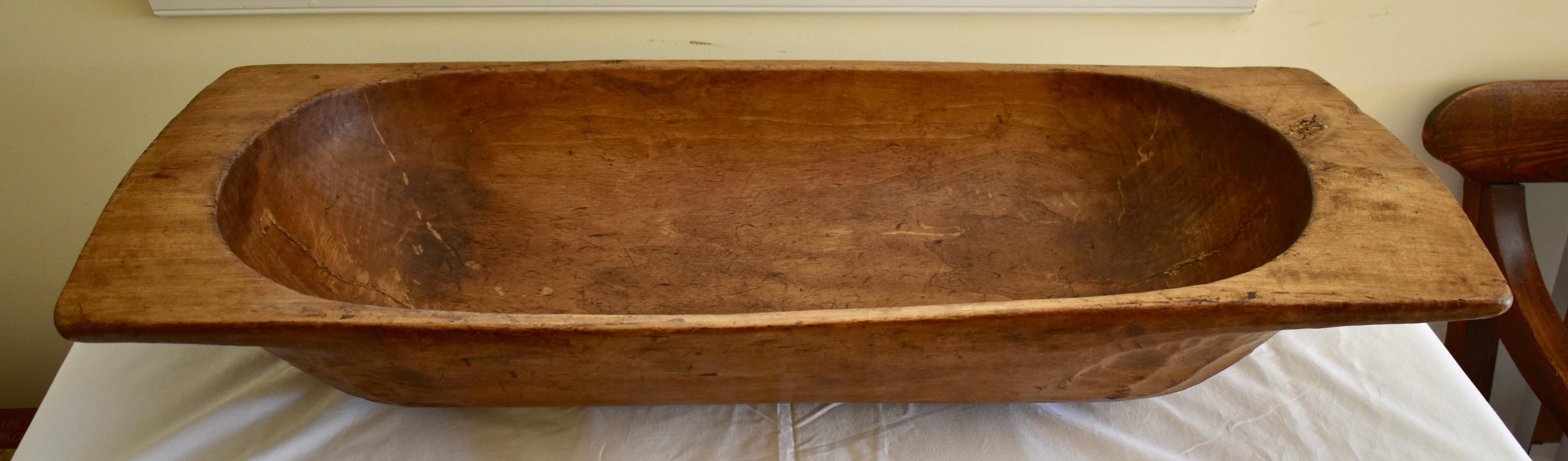 Country Hand-Hewn Fruitwood Trog or Dough Bowl