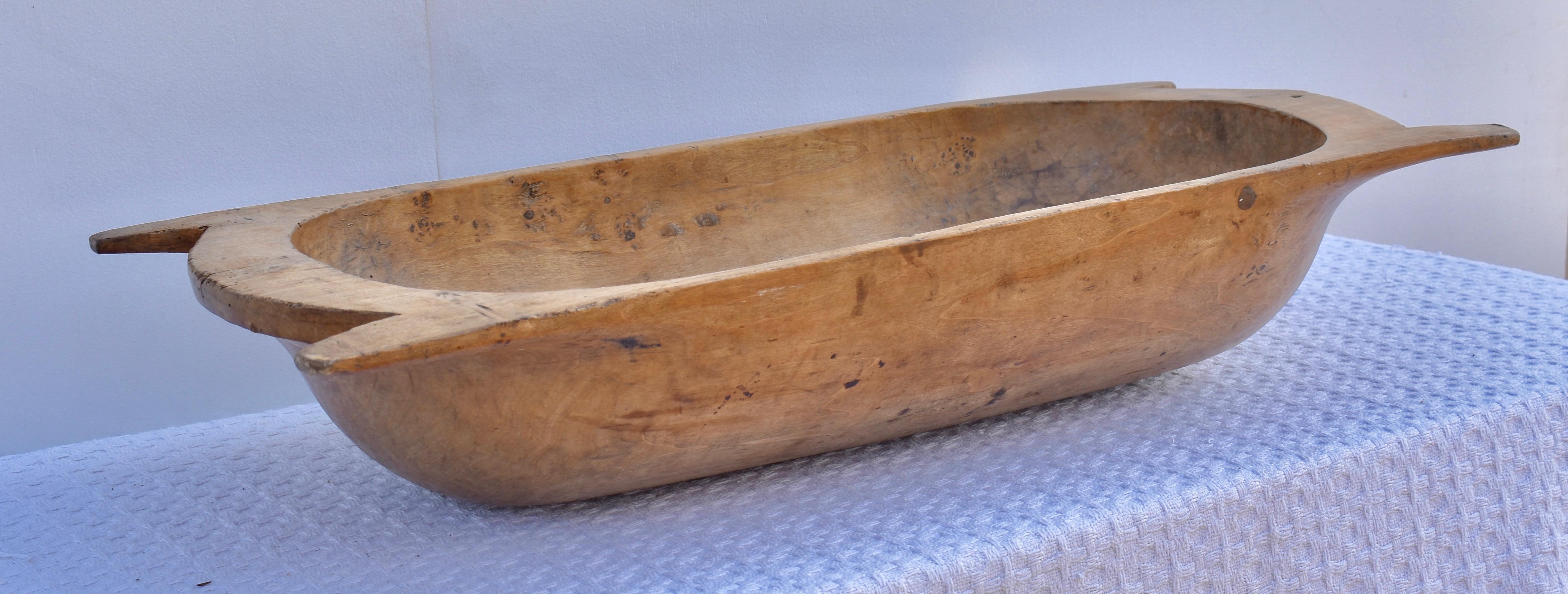 Country Hand-Hewn Fruitwood Trog or Dough Bowl
