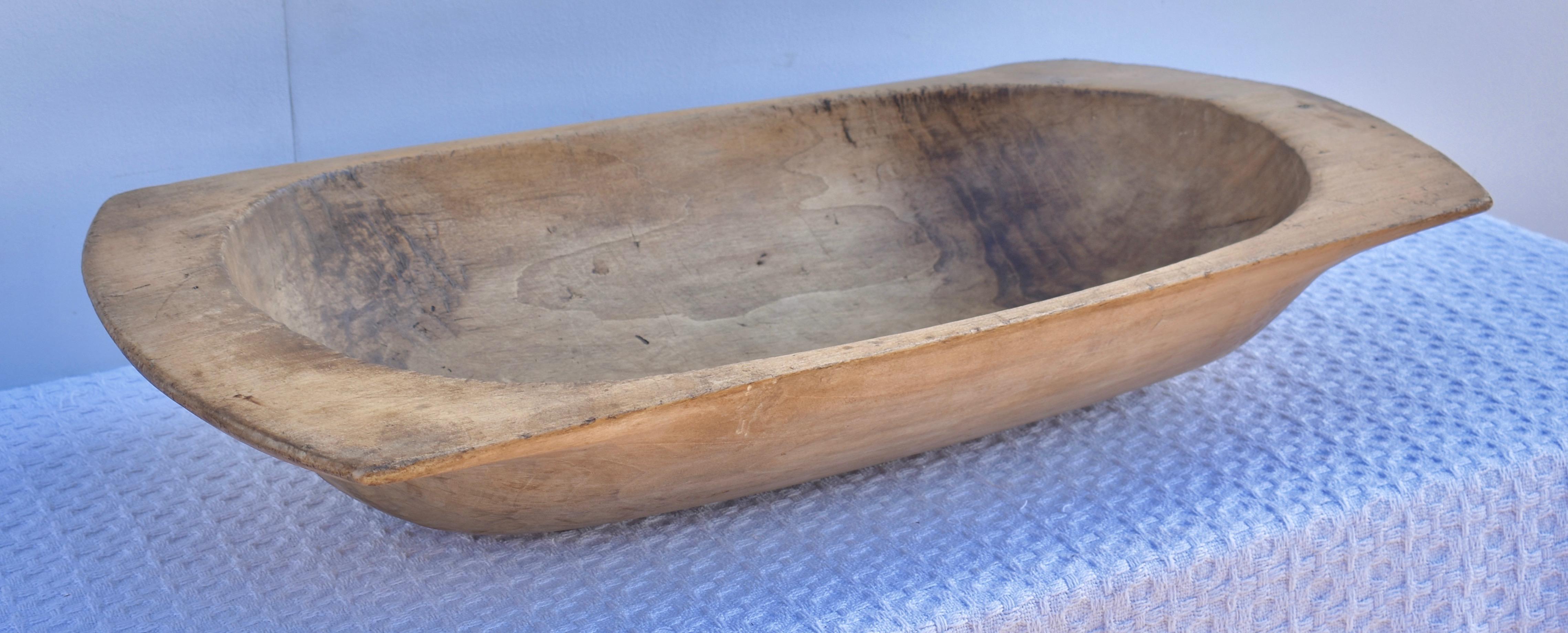Country Hand-Hewn Fruitwood Trog or Dough Bowl