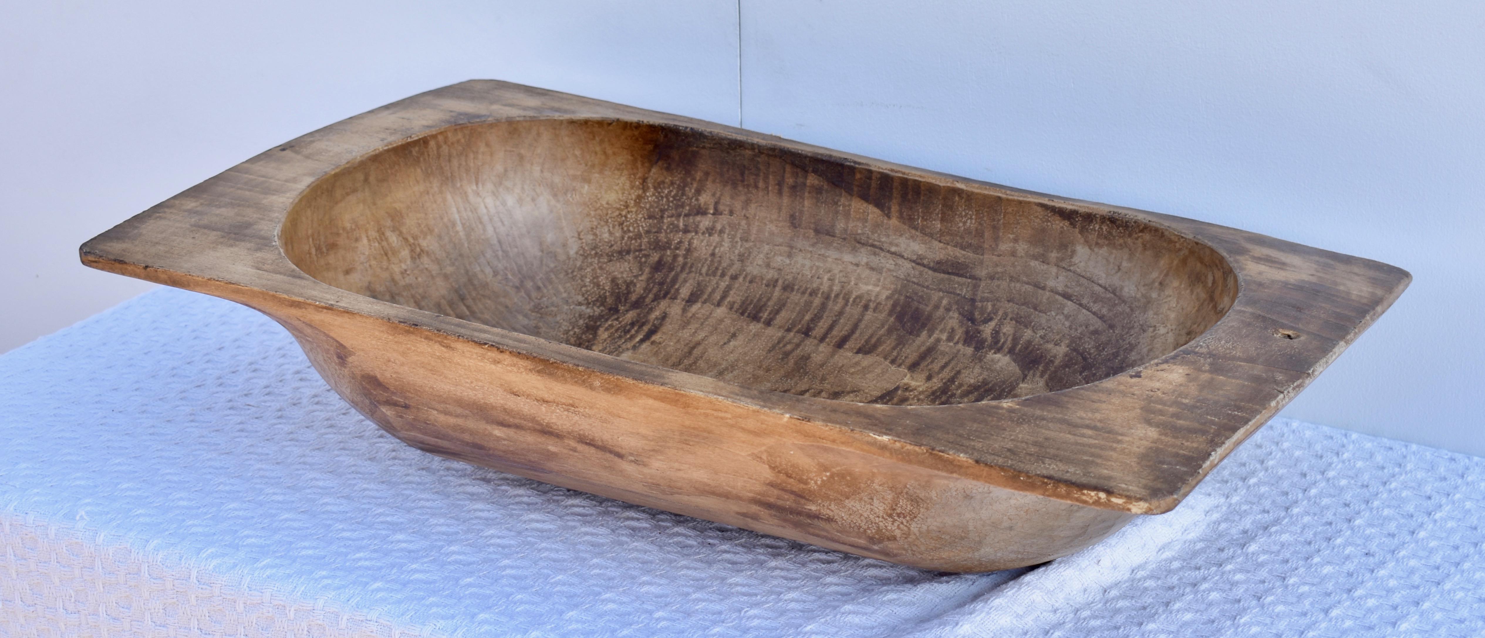 Country Hand-Hewn Fruitwood Trog or Dough Bowl For Sale