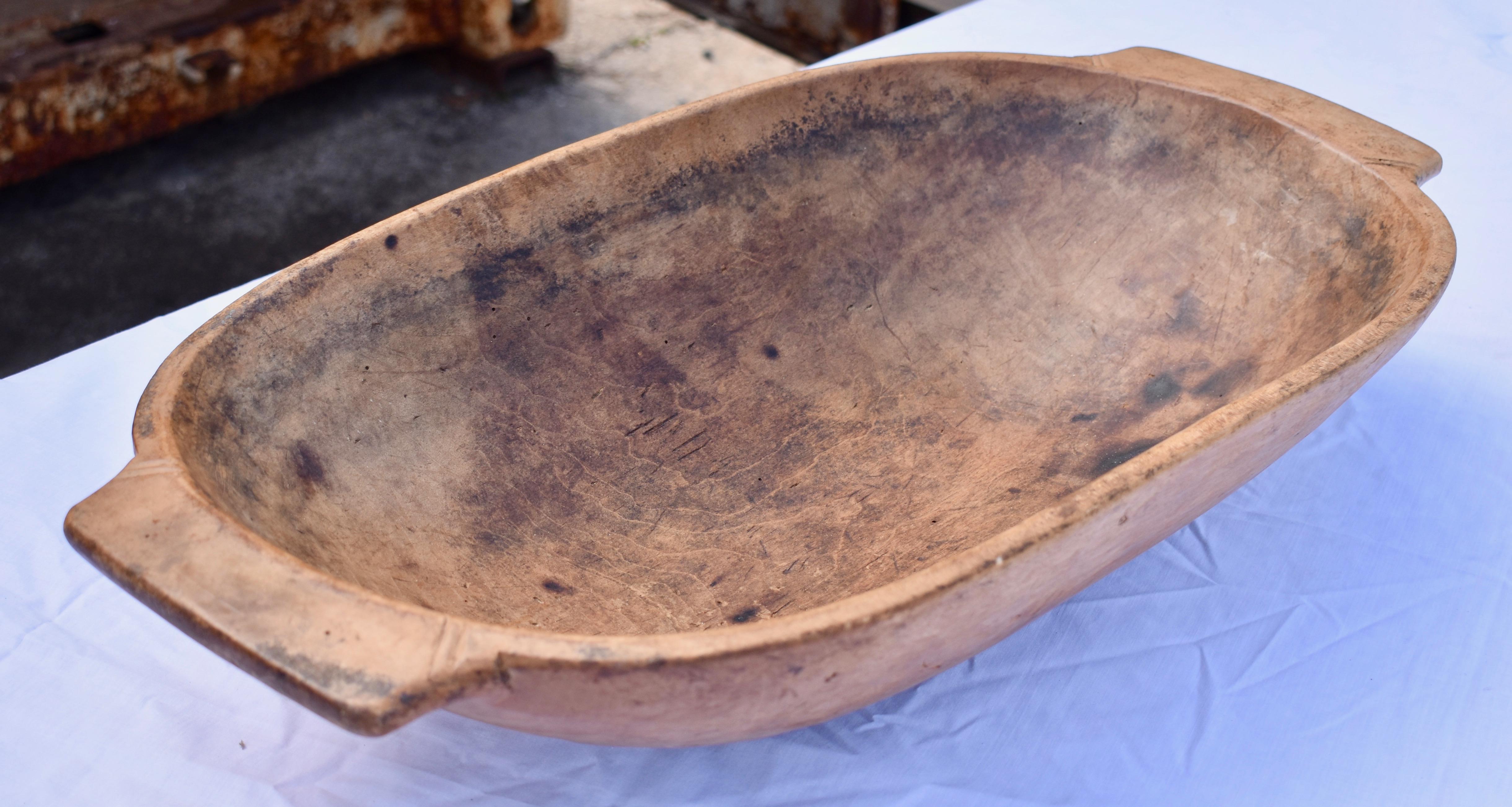 Hungarian Hand-Hewn Fruitwood Trog or Dough Bowl