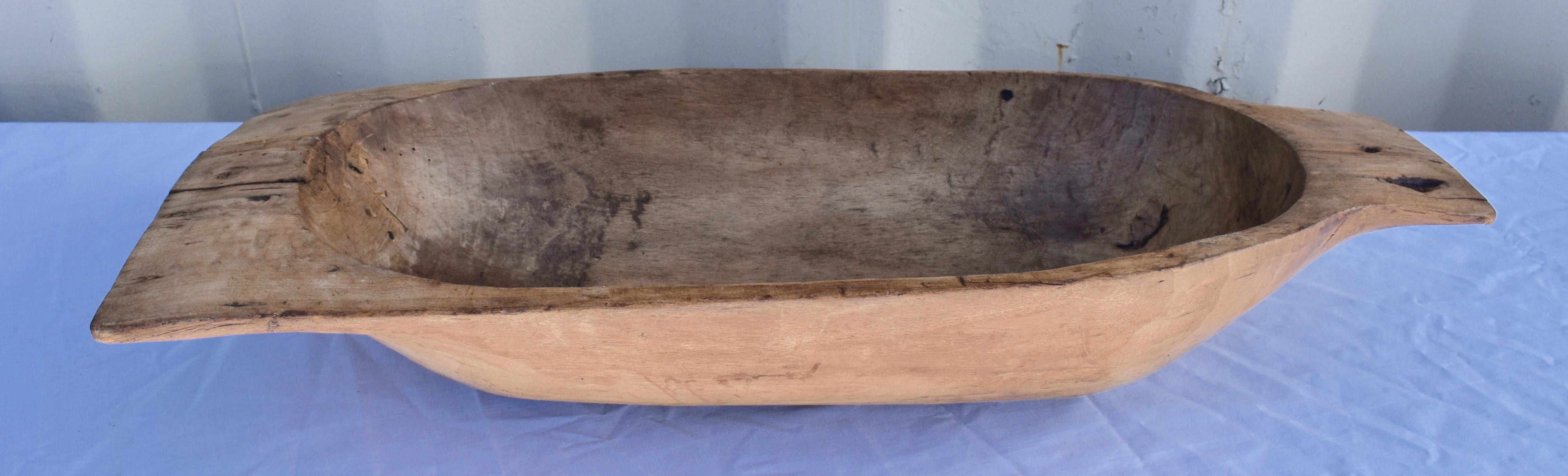 Hungarian Hand-Hewn Fruitwood Trog or Dough Bowl For Sale