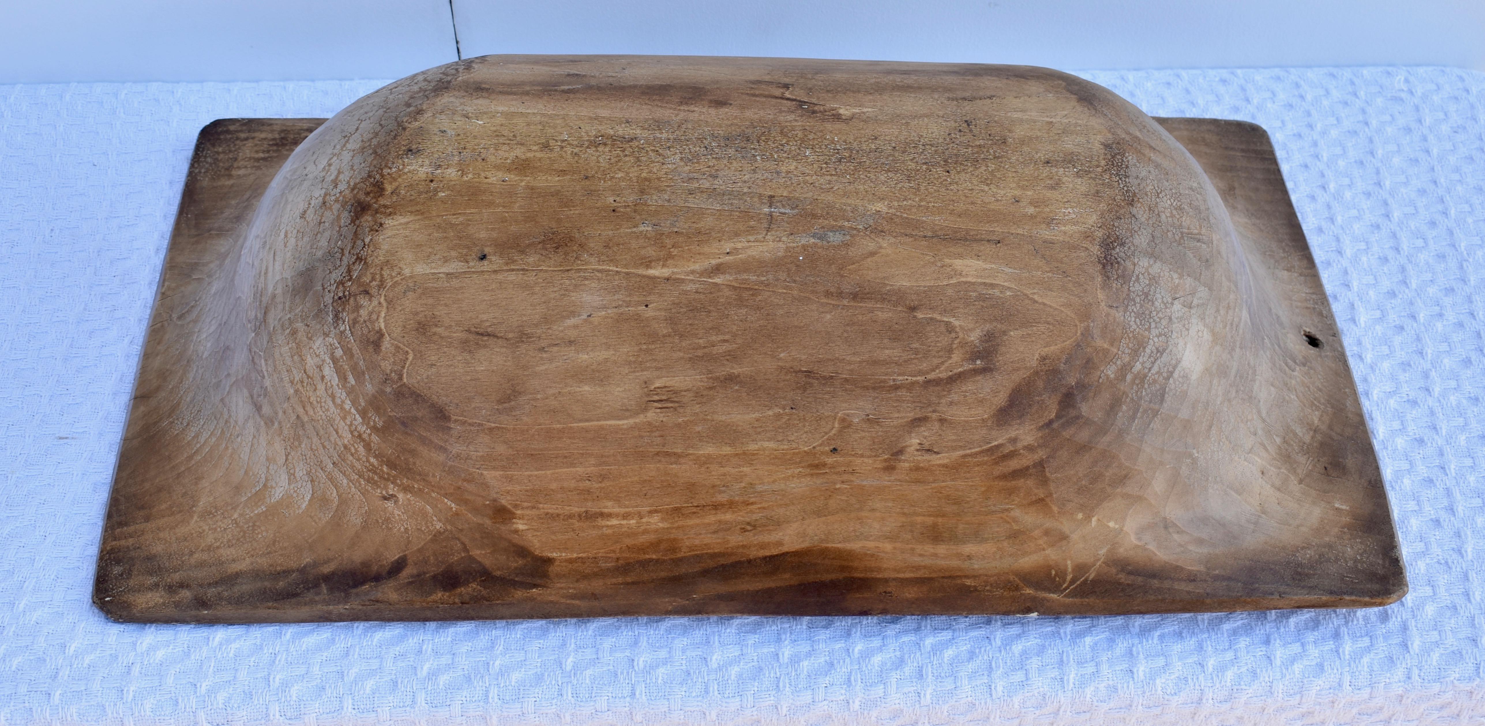Polished Hand-Hewn Fruitwood Trog or Dough Bowl For Sale