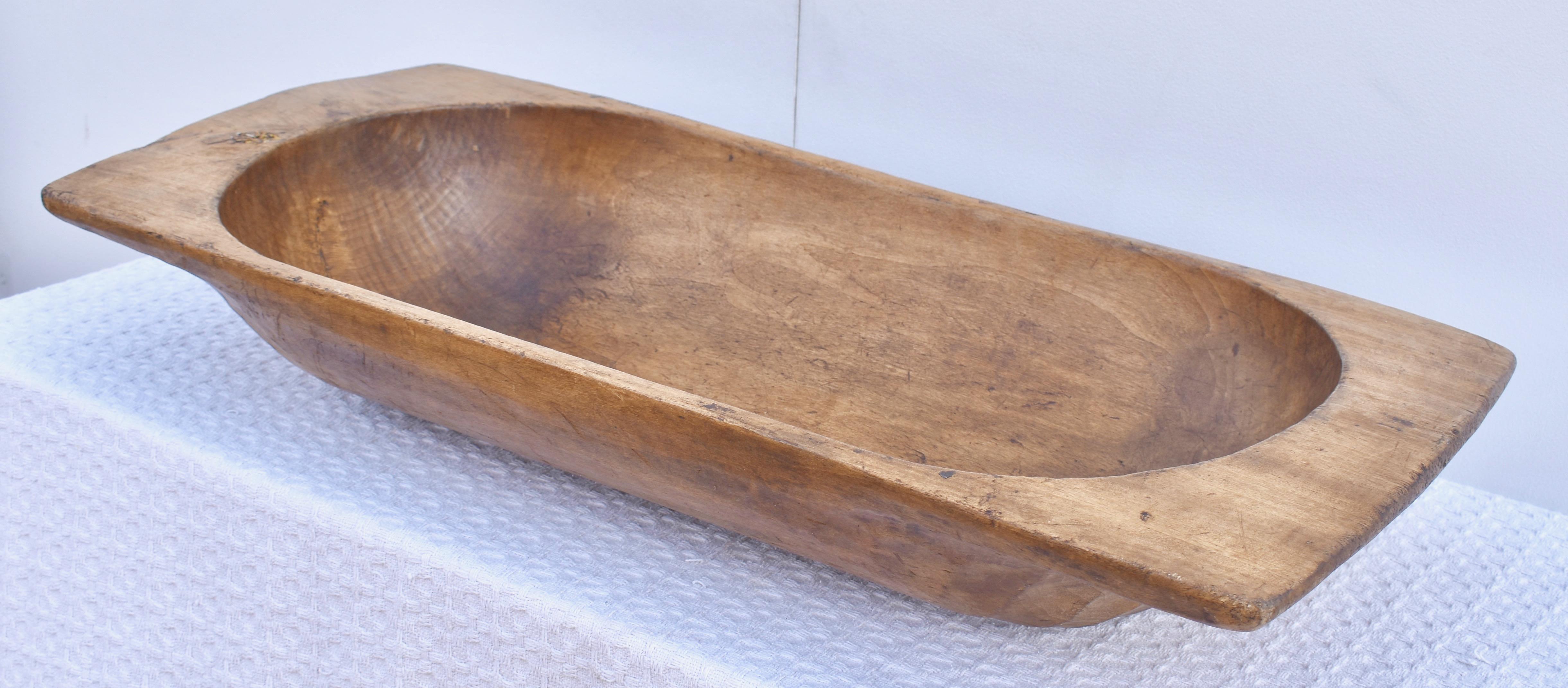 20th Century Hand-Hewn Fruitwood Trog or Dough Bowl