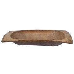 Hand-Hewn Fruitwood Trog or Dough Bowl