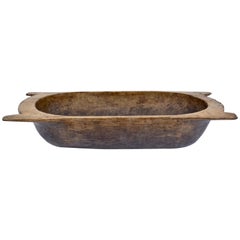 Hand-Hewn Fruitwood Trog or Dough Bowl