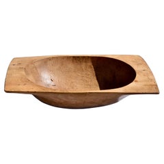 Hand-Hewn Fruitwood Trog or Dough Bowl