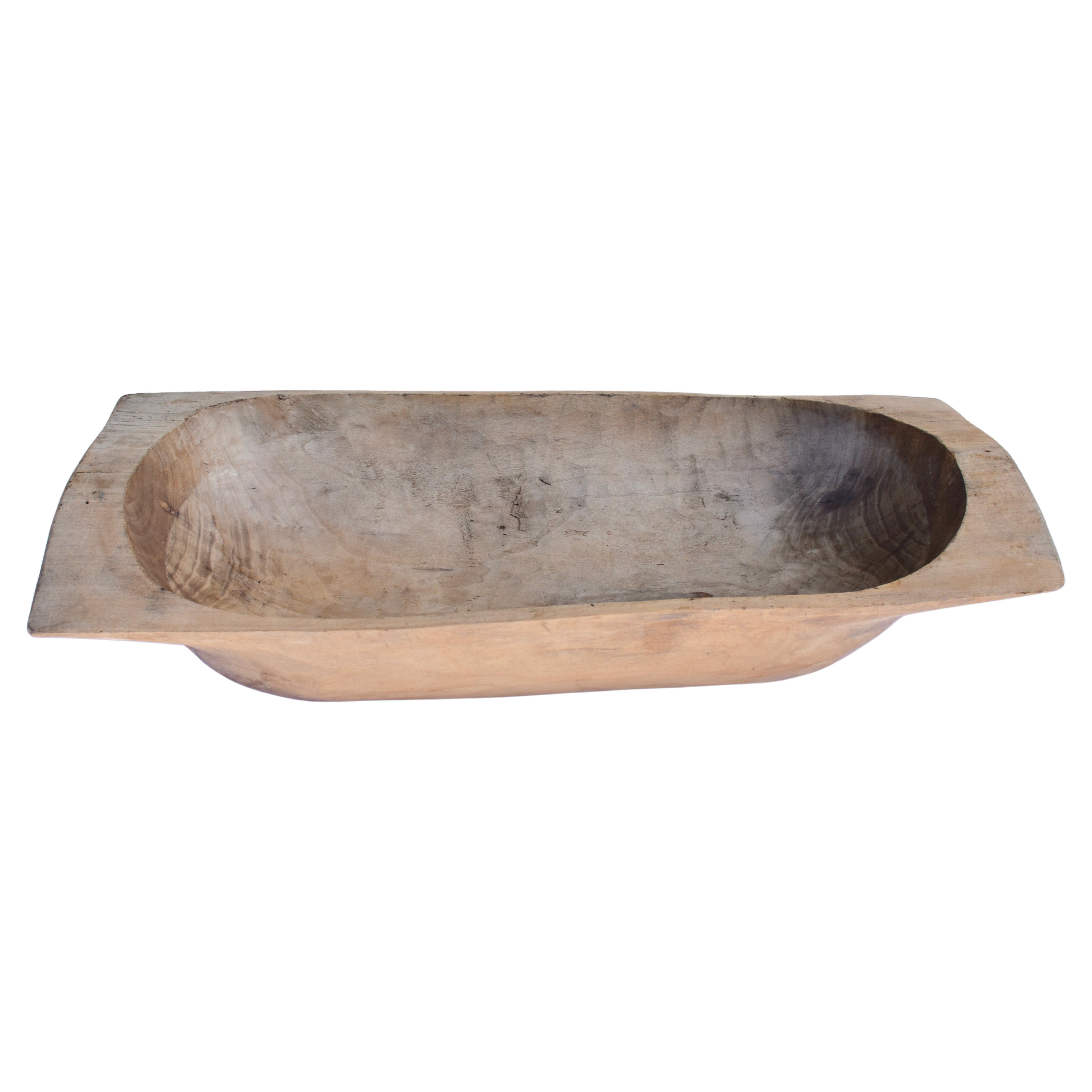 Hand-Hewn Fruitwood Trog or Dough Bowl