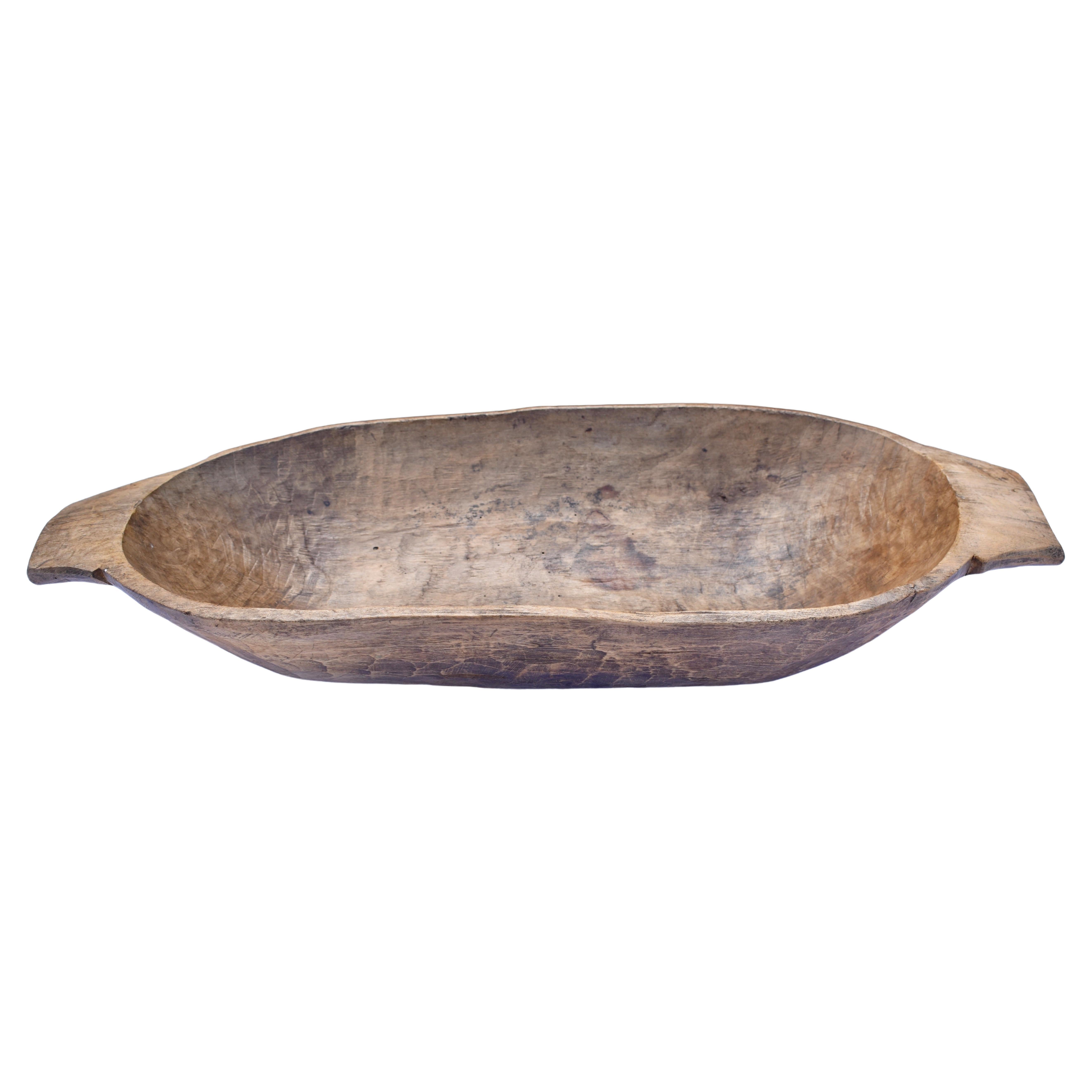 Hand-Hewn Fruitwood Trog or Dough Bowl