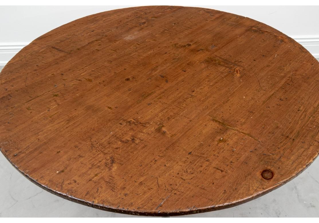 Hand Hewn Round Table With Parts Of 18th/19th Construction In Good Condition For Sale In Bridgeport, CT